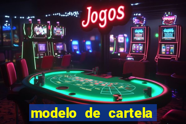 modelo de cartela de bingo em branco